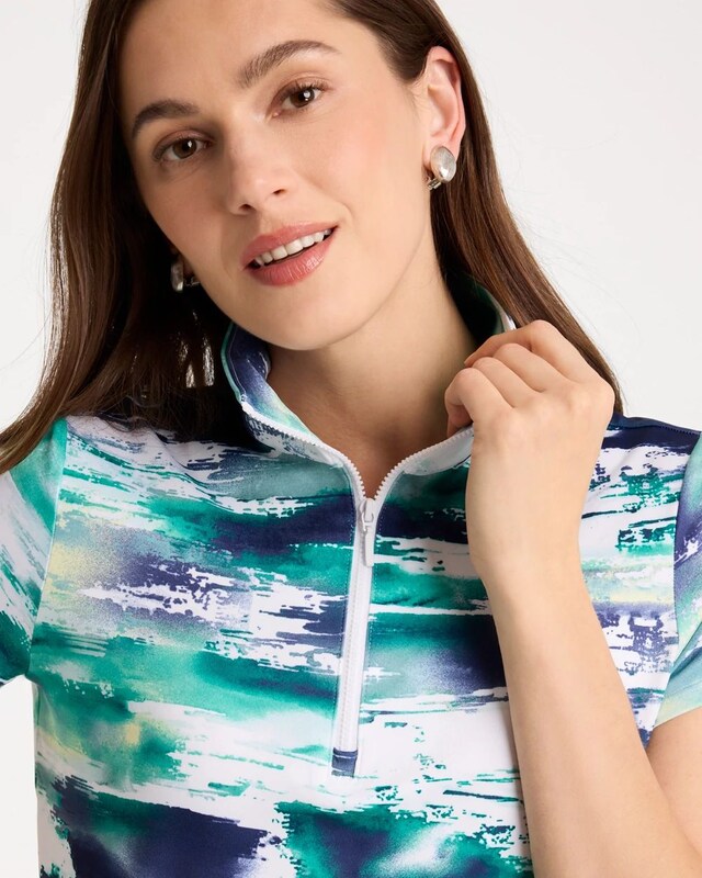 Zenergy UPF Watercolor Half Zip Polo - image 4